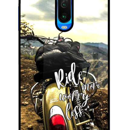 Ride More Worry Less Poco X2 Glass Case Back Cover by Casekaro