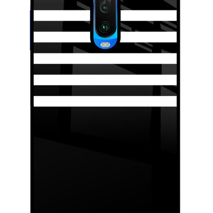 Black and White Print Poco X2 Glass Case Back Cover by Casekaro