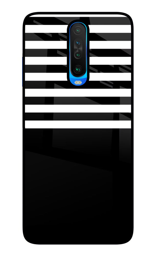 Black and White Print Poco X2 Glass Case Back Cover by Casekaro
