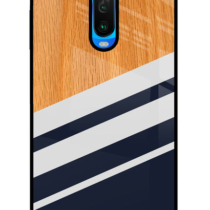 Blue and white wooden Poco X2 Glass Case Back Cover by Casekaro