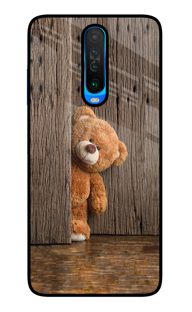 Teddy Wooden Poco X2 Glass Case Back Cover by Casekaro