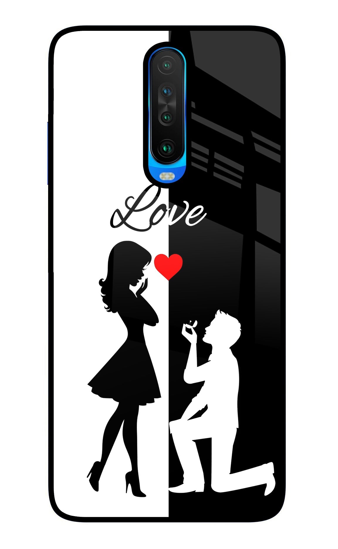 Love Propose Black And White Poco X2 Back Cover