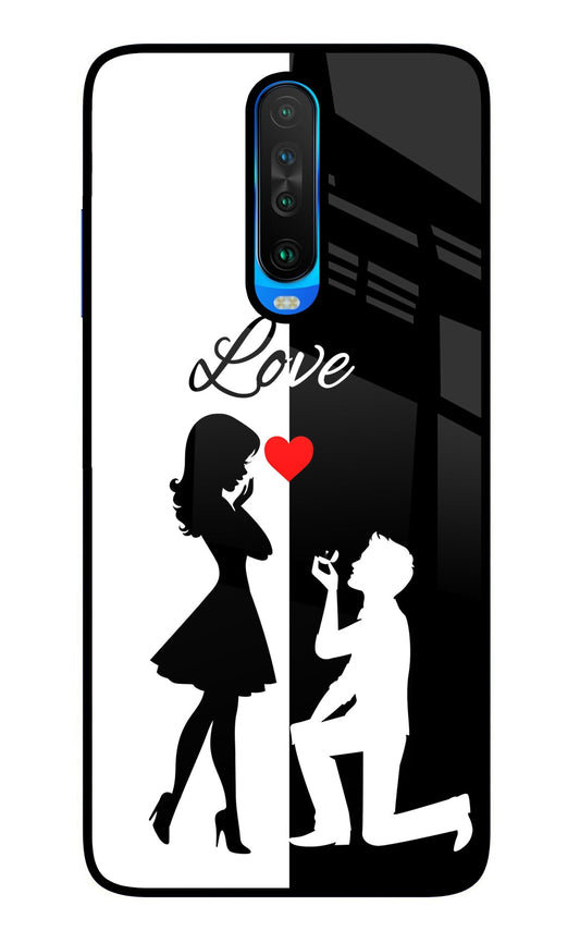 Love Propose Black And White Poco X2 Glass Case