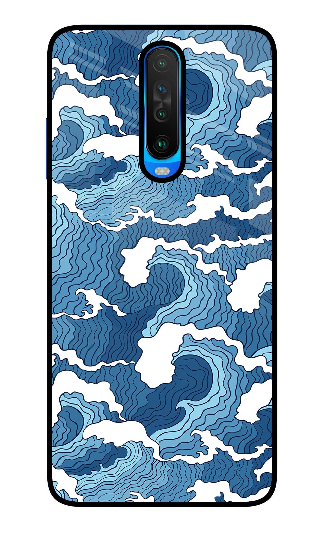 Blue Waves Poco X2 Glass Case