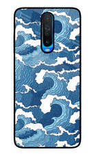 Blue Waves Poco X2 Glass Case Back Cover by Casekaro