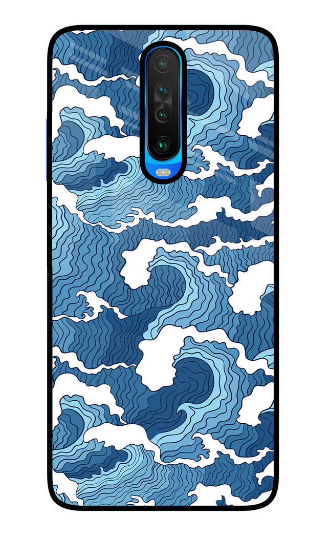 Blue Waves Poco X2 Glass Case Back Cover by Casekaro