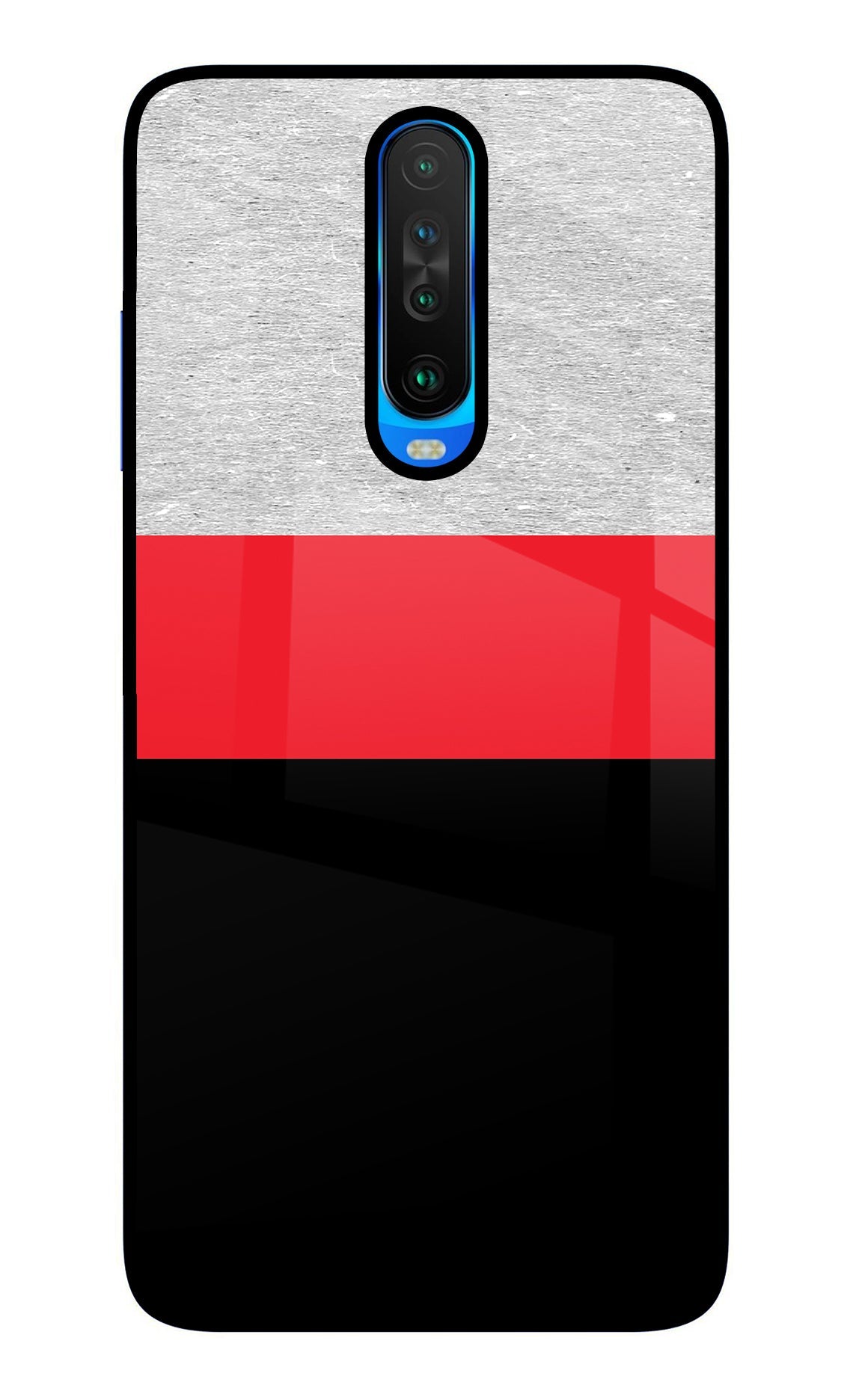 Tri Color Pattern Poco X2 Glass Case