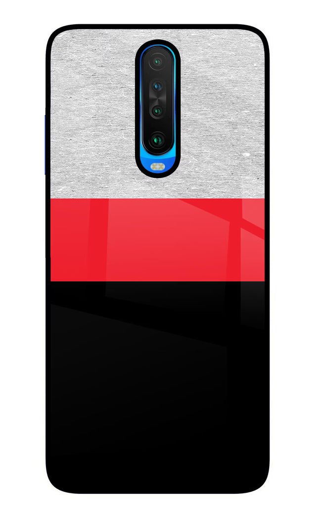 Tri Color Pattern Poco X2 Glass Case Back Cover by Casekaro