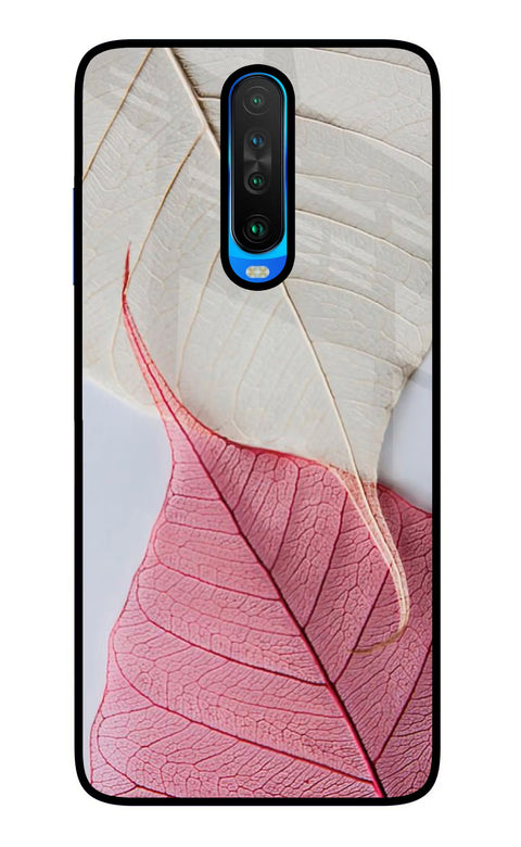 White Pink Leaf Poco X2 Glass Case