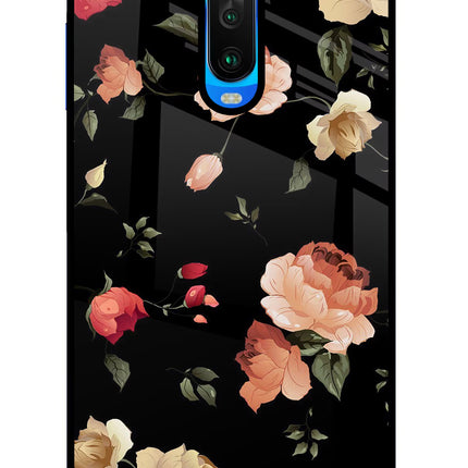 Flowers Poco X2 Glass Case Back Cover by Casekaro