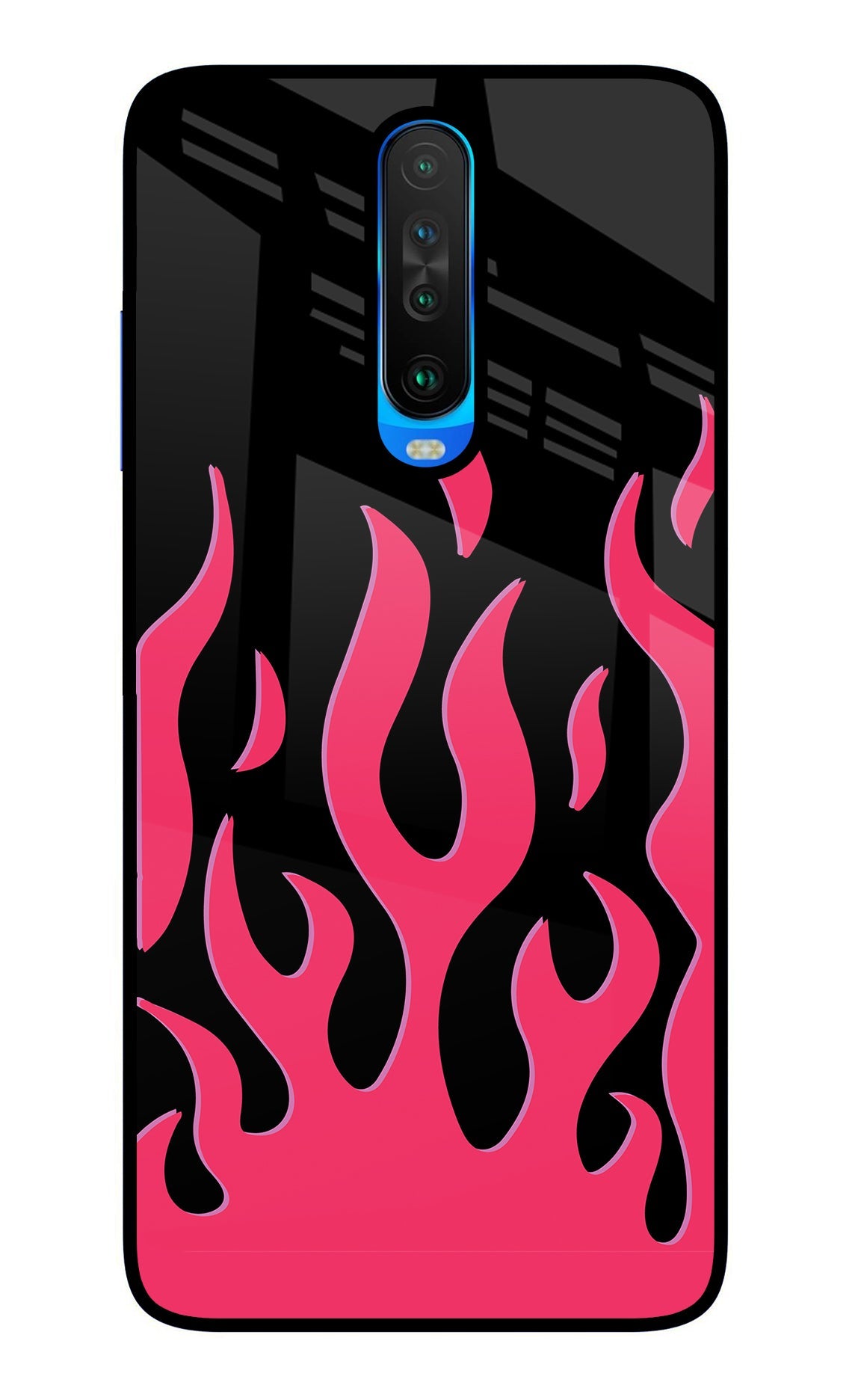 Fire Flames Poco X2 Glass Case