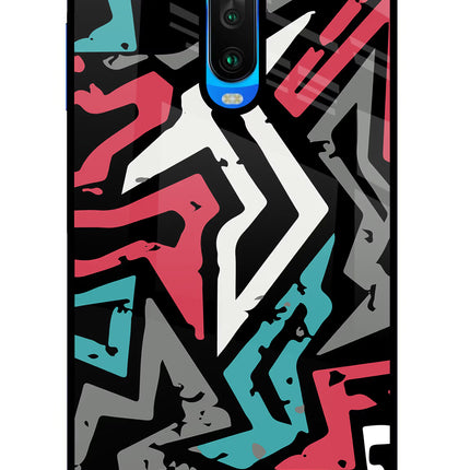 Geometric Graffiti Poco X2 Glass Case Back Cover by Casekaro