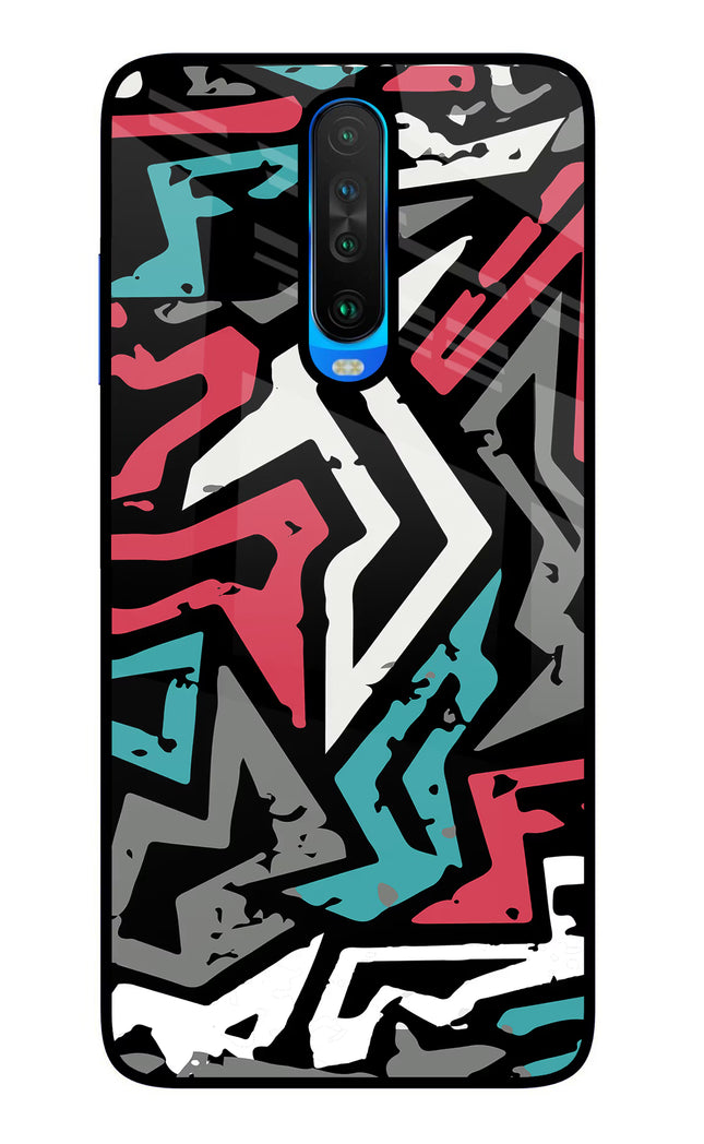 Geometric Graffiti Poco X2 Glass Case Back Cover by Casekaro