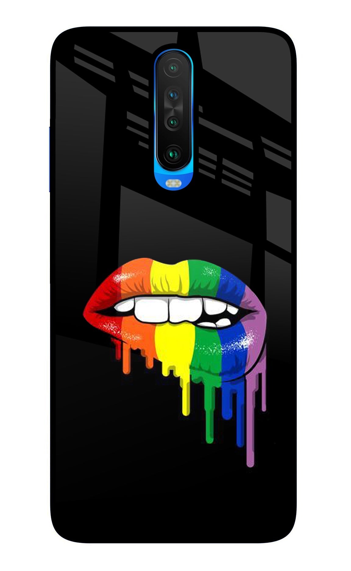 Lips Biting Poco X2 Glass Case