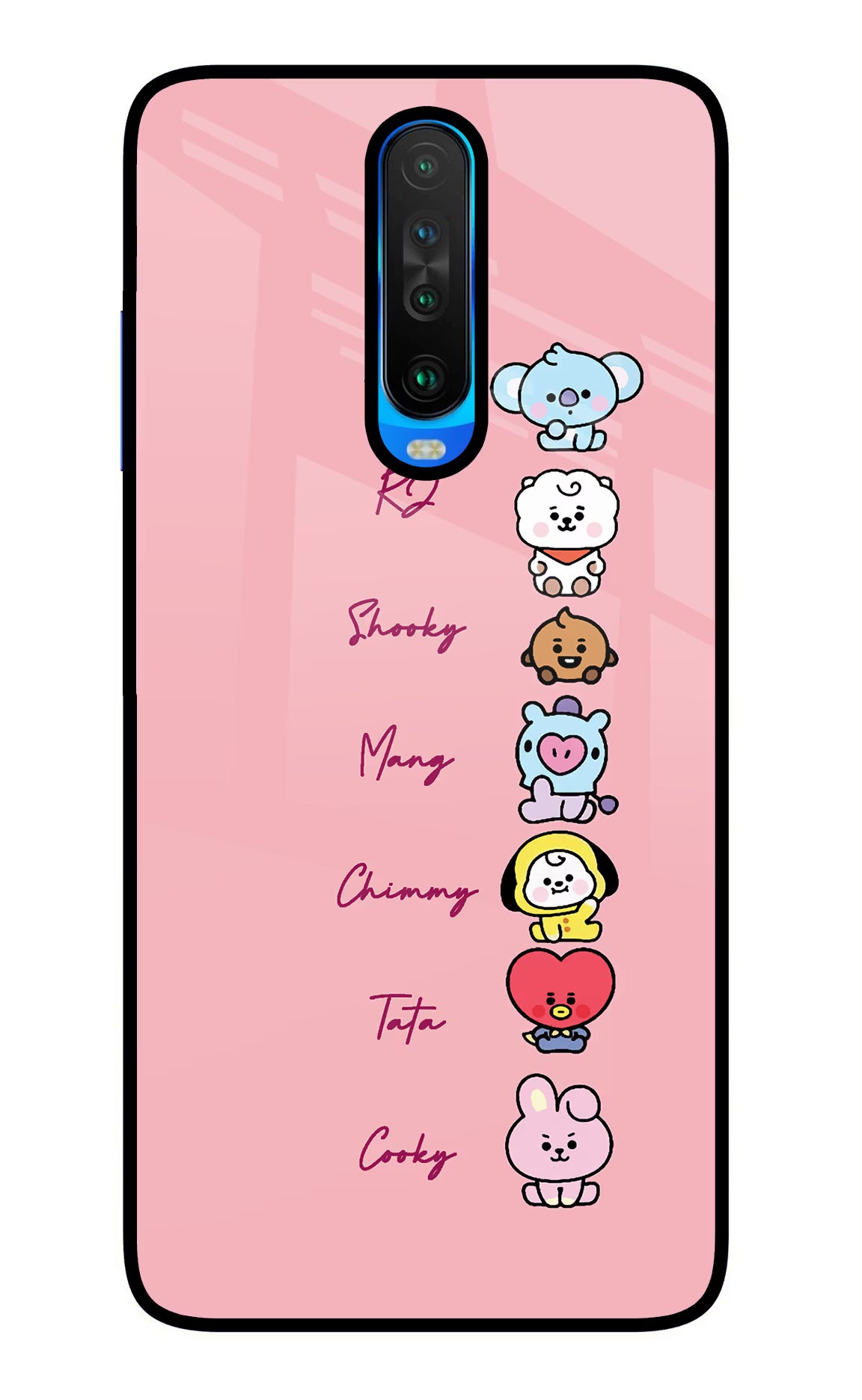 BTS names Poco X2 Glass Case Back Cover by Casekaro