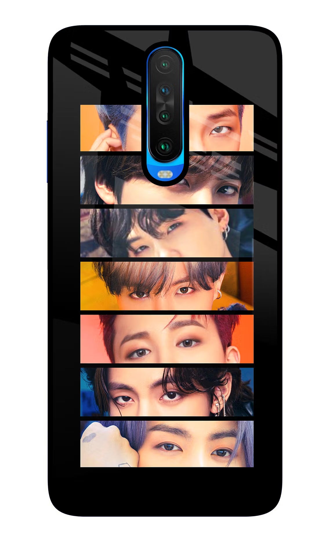 BTS Eyes Poco X2 Glass Case Back Cover by Casekaro