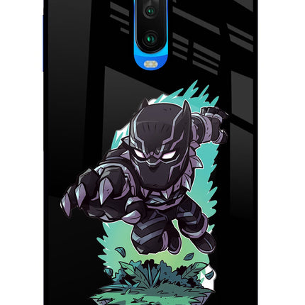 Black Panther Poco X2 Glass Case Back Cover by Casekaro