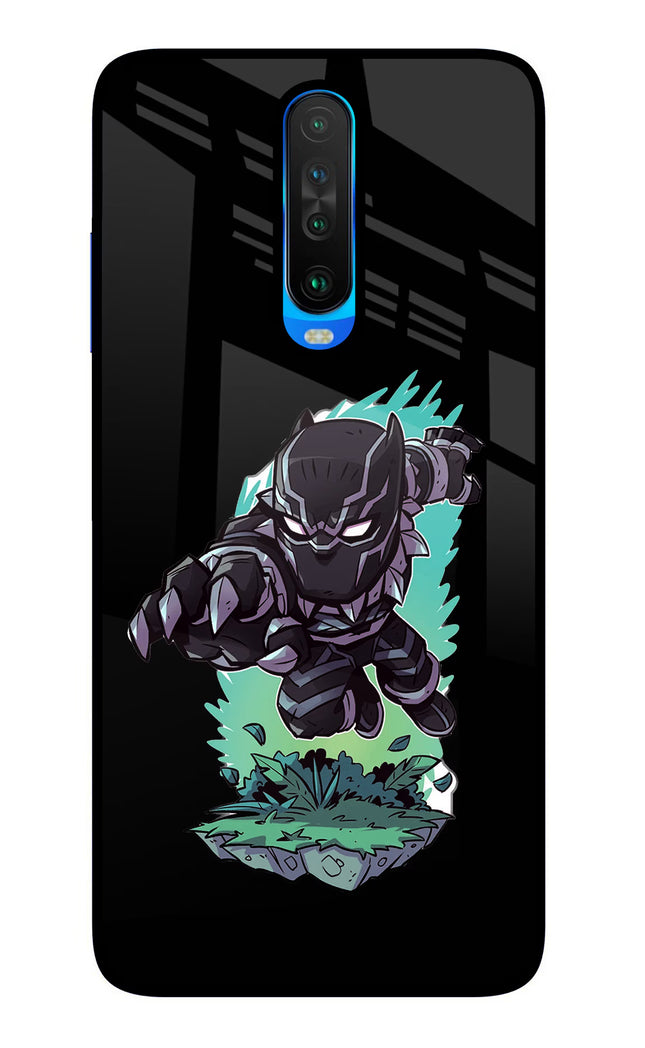 Black Panther Poco X2 Glass Case Back Cover by Casekaro
