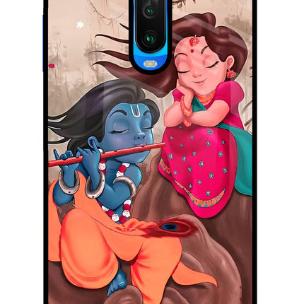 Radhe Krishna Poco X2 Glass Case Back Cover by Casekaro