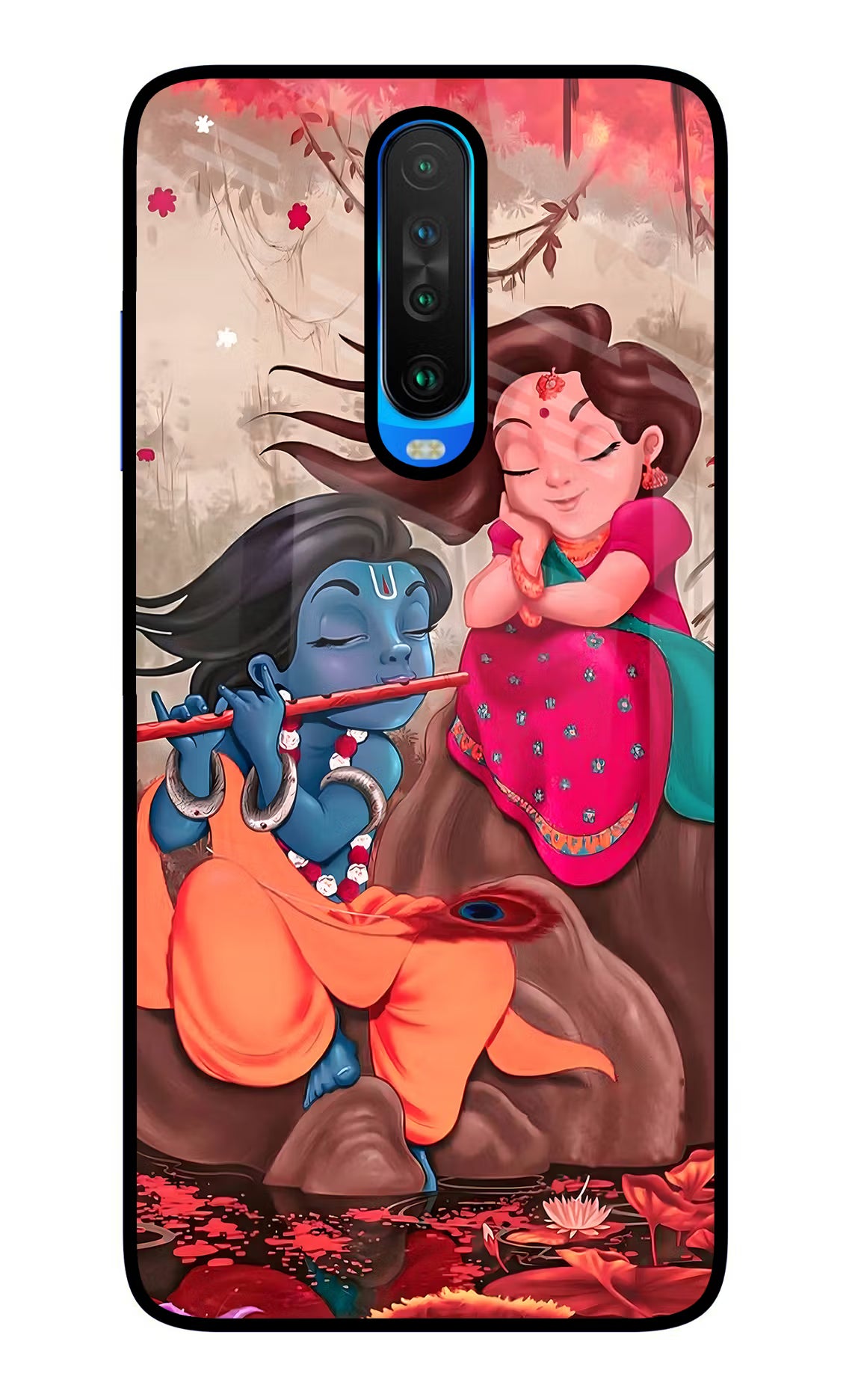 Radhe Krishna Poco X2 Glass Case Back Cover by Casekaro