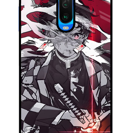 Demon Slayer Poco X2 Glass Case Back Cover by Casekaro