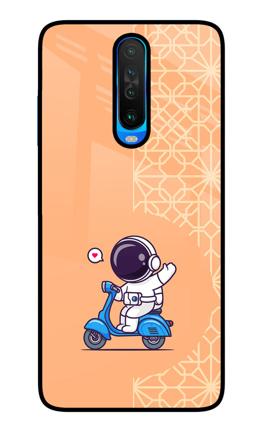 Cute Astronaut Riding Poco X2 Glass Case