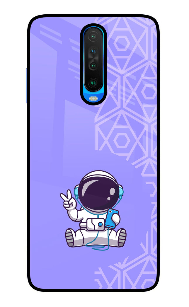 Cute Astronaut Chilling Poco X2 Glass Case Back Cover by Casekaro