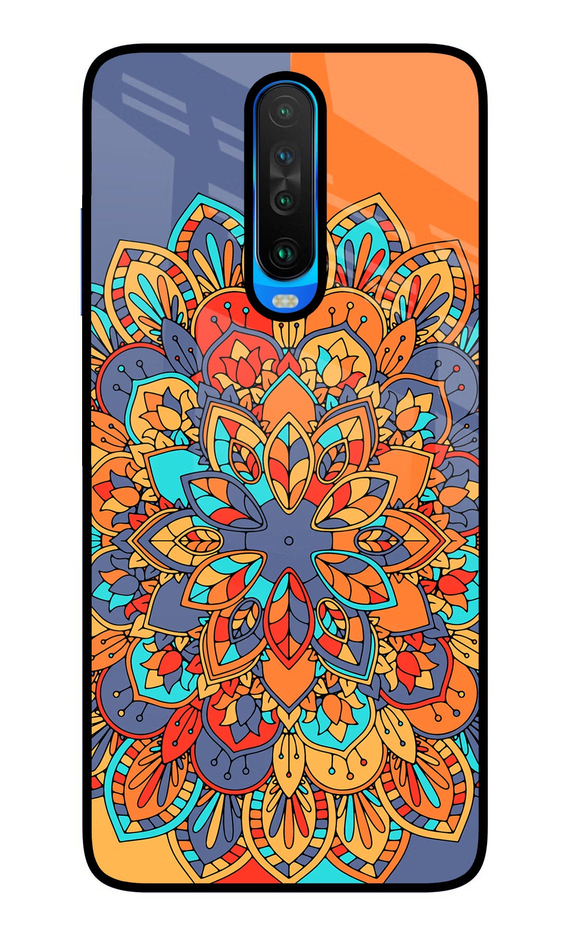Color Mandala Poco X2 Glass Case Back Cover by Casekaro