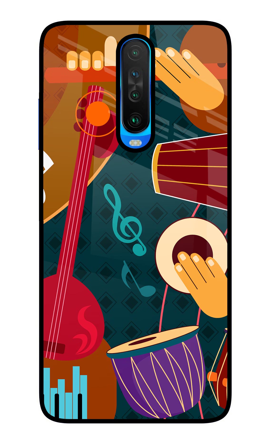 Music Instrument Poco X2 Glass Case Back Cover by Casekaro