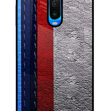 BMW Stripes Poco X2 Glass Case Back Cover by Casekaro