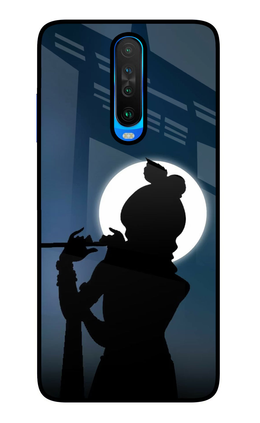 Shri Krishna Silhouette Poco X2 Back Cover, Glass case