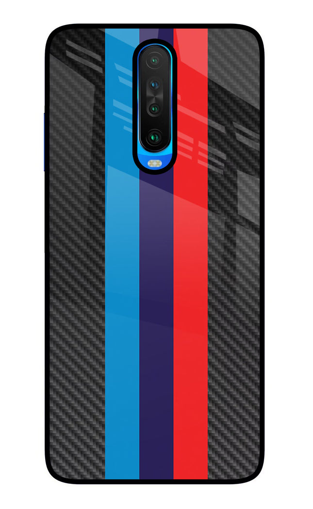 BMW Stripes Pattern Poco X2 Glass Case Back Cover by Casekaro