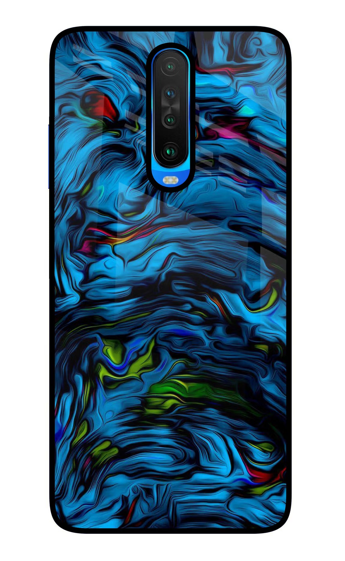 Dark Blue Abstract Poco X2 Glass Case Back Cover by Casekaro