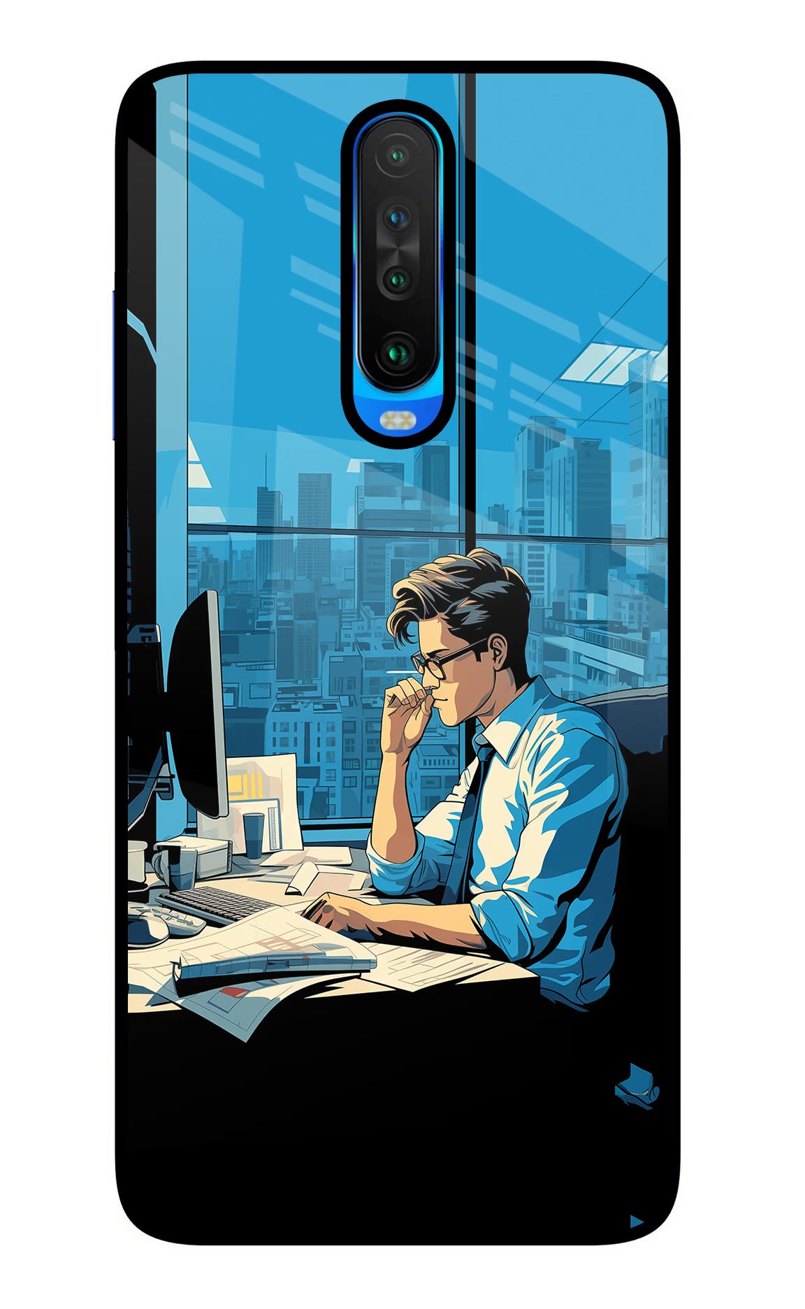 Focused Hustler (AI Generated) Poco X2 Glass Case Back Cover by Casekaro