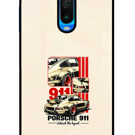 Classic Porsche 911 Poco X2 Glass Case Back Cover by Casekaro