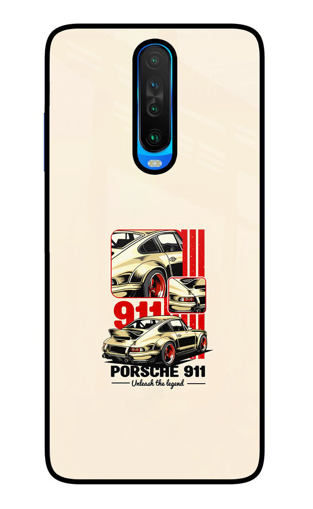 Classic Porsche 911 Poco X2 Glass Case Back Cover by Casekaro