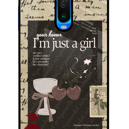 I am just a girl Poco X2 Glass Case Back Cover by Casekaro