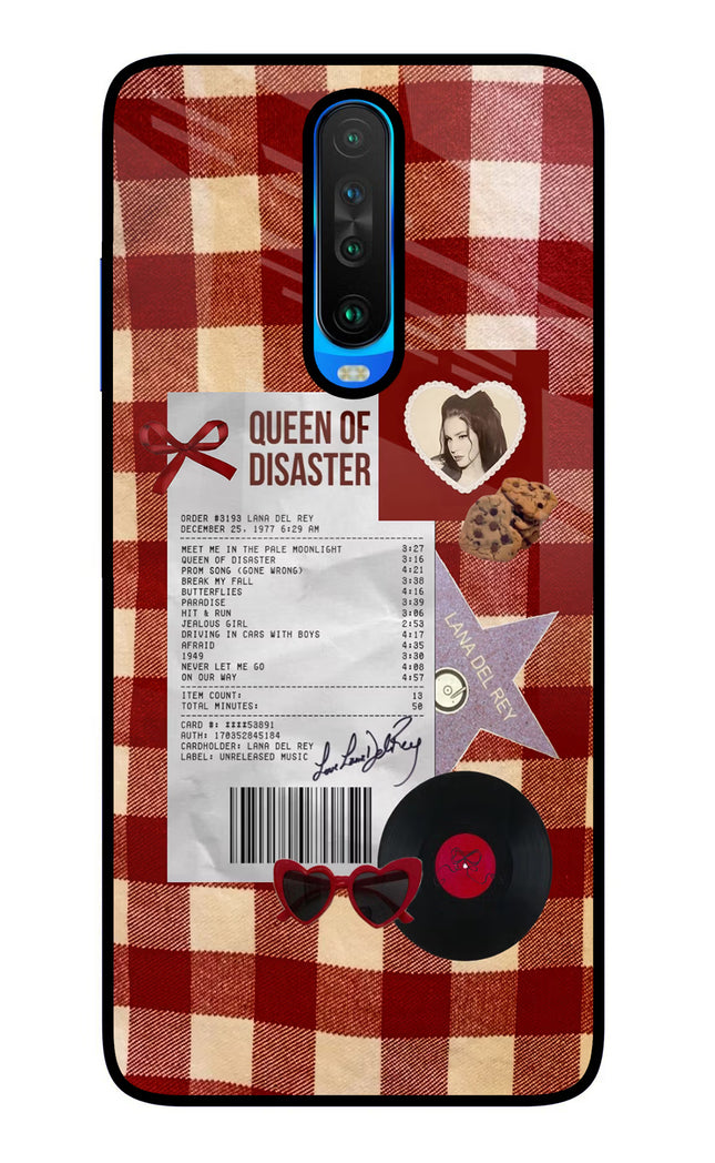 Queen of Disaster Poco X2 Glass Case Back Cover by Casekaro