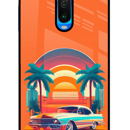 Palm Drive 80s Poco X2 Glass Case