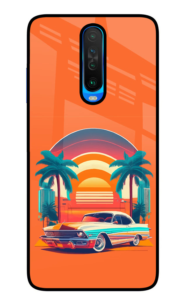 Palm Drive 80s Poco X2 Glass Case