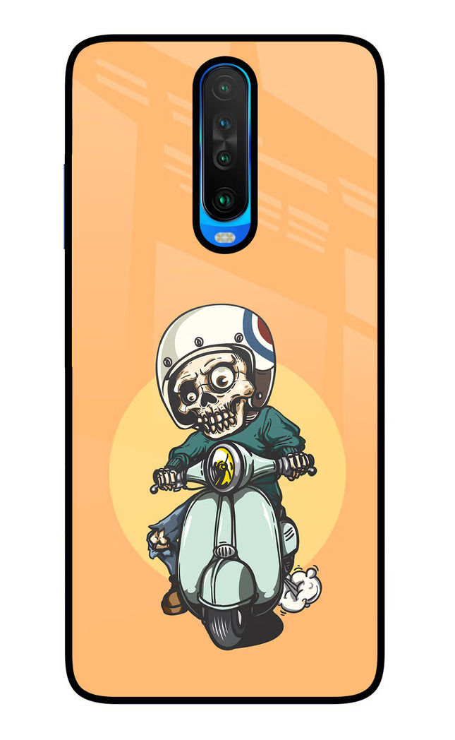 Undead Biker Poco X2 Glass Case Back Cover by Casekaro