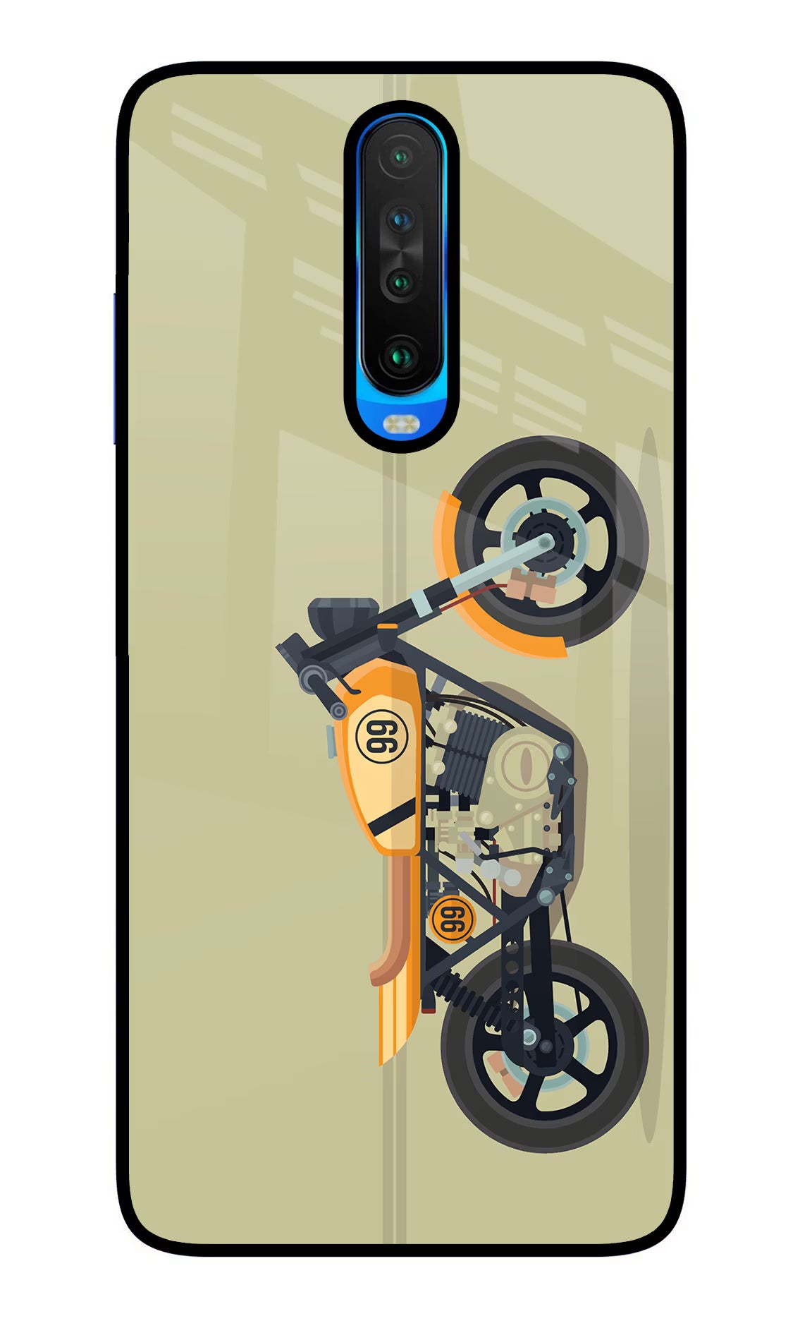Vertical Speedster Poco X2 Glass Case Back Cover by Casekaro