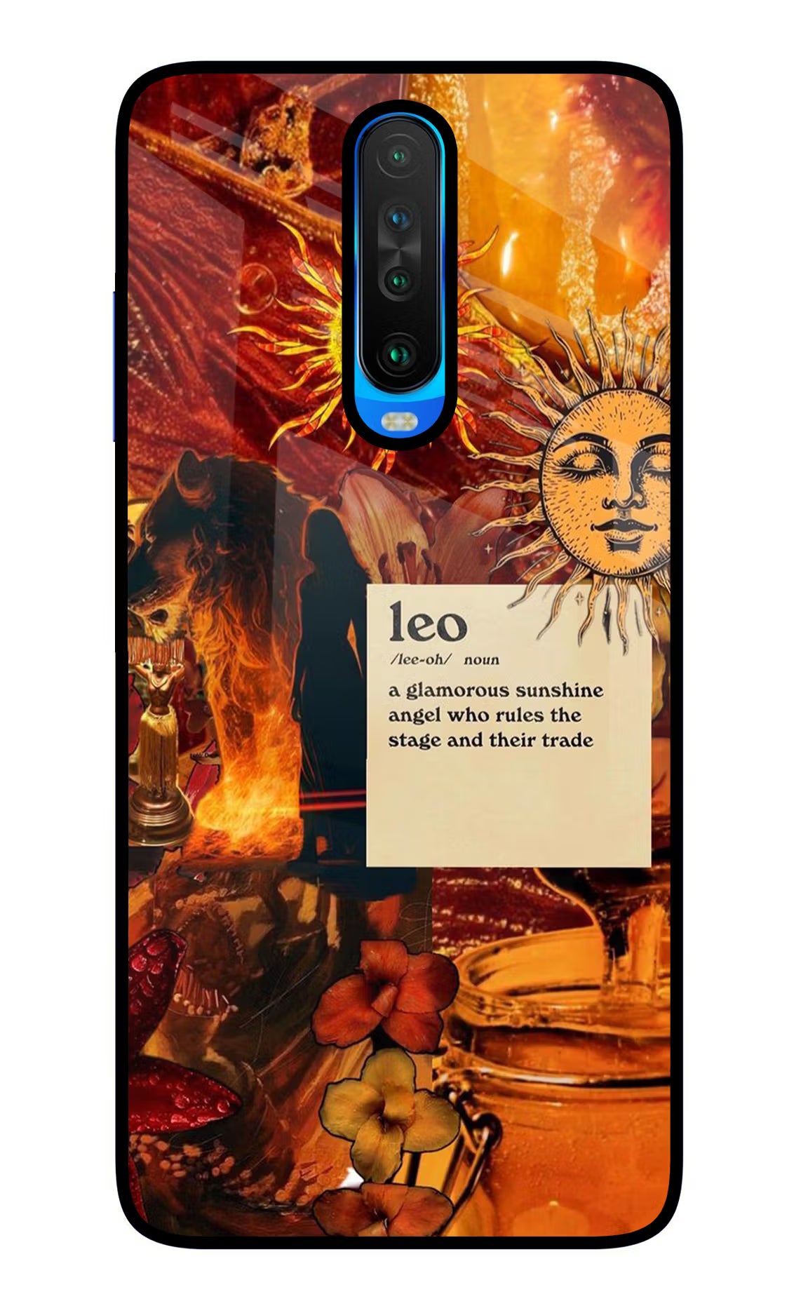 Leo Zodiac Poco X2 Glass Case Back Cover by Casekaro