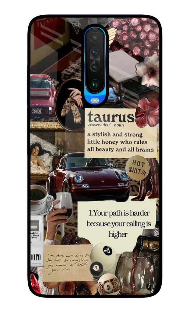 Taurus Zodiac Poco X2 Glass Case