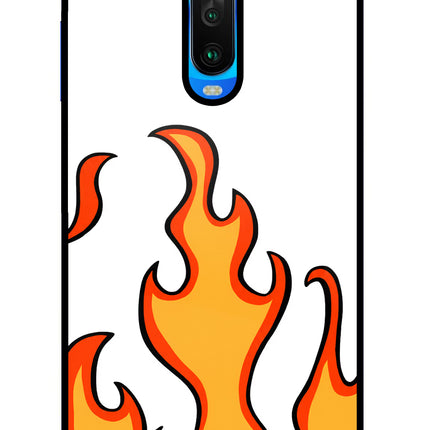 Fired Up – White Poco X2 Glass Case Back Cover by Casekaro