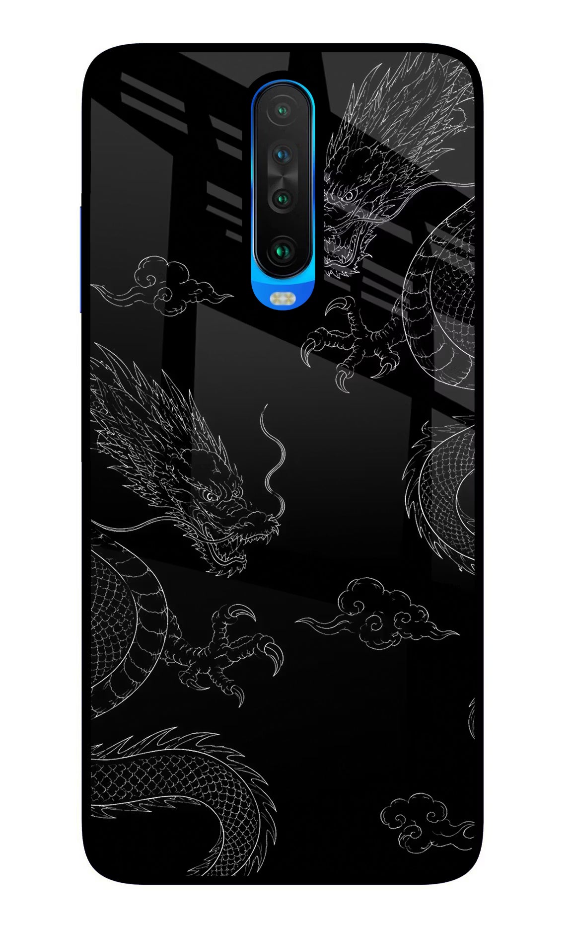 Twin Dragons Poco X2 Glass Case Back Cover by Casekaro