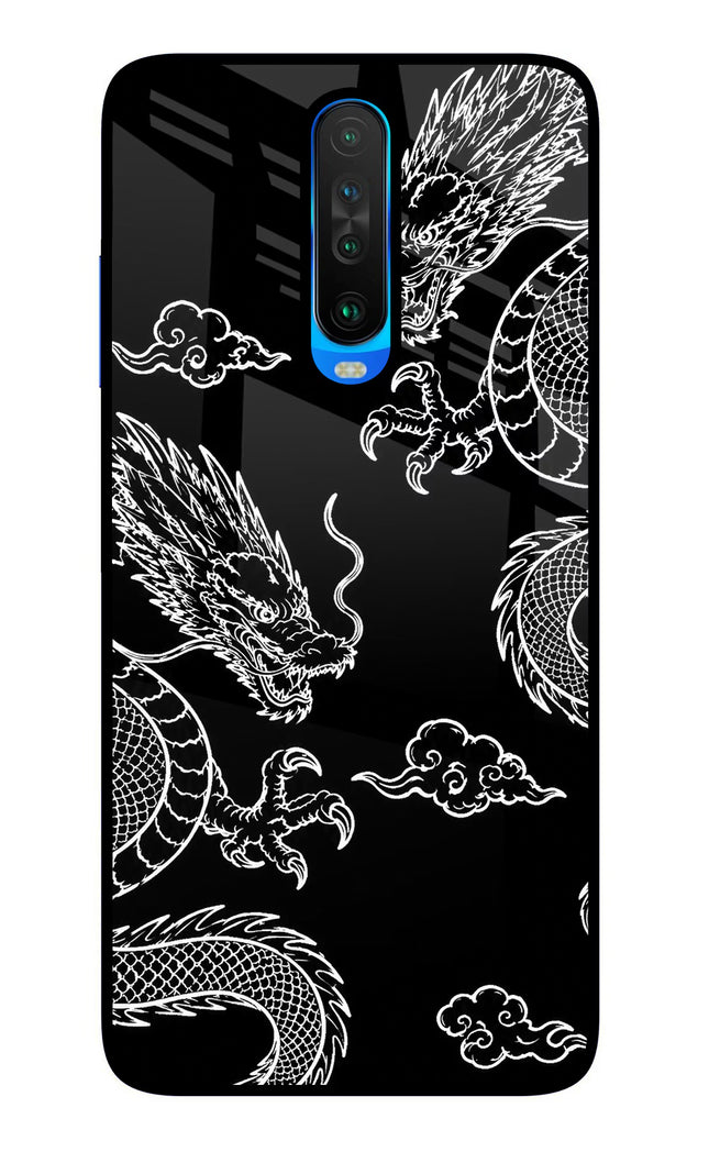 Twin Dragons Poco X2 Glass Case Back Cover by Casekaro