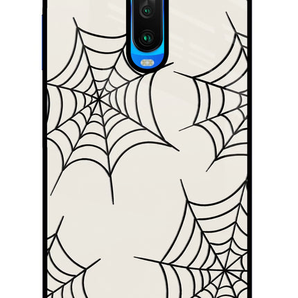 Spider Web Poco X2 Glass Case Back Cover by Casekaro