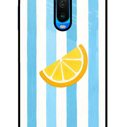 Summer Lemon Poco X2 Glass Case Back Cover by Casekaro