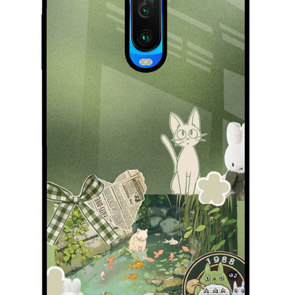Aesthetic anime Poco X2 Glass Case Back Cover by Casekaro